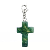 Gemstone Cross Charms with Lobster Clasps 18x25mm Healing Crystal Pendant for DIY Jewelry Making Reiki Energy #SP1030