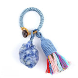Healing Crystal Heart Key Ring Colorful Tassel Woven Rope Key Holder Women Spiritual Stone Bag Accessory Birthday Gift KC2043