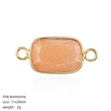 Rectangle Stone Connector Faceted Double Loop Links Pocket Healing Reiki Chakra Decor DIY Jewelry Making #SP2047
