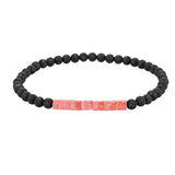4mm Lava Rock Round Bead Bracelet Natural Stone Flat Disc Bead Stretch Bracelet Boho Crystal Jewelry for Women #SB3156
