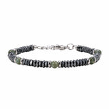 Hematite Heishi Disc Bead Bracelet 4MM Natural Multi‑Color Gemstone Accent Adjustable Unisex Stack Wrist Jewelry #SB3150
