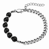 8MM Natural Stone Bead Stainless Steel Curb Chain Bracelet Unisex Healing Crystal Adjustable Men Women Stackable Jewelry #SB3152