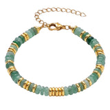 Natural Heishi Disc Stone Bead Bracelet Gold Spacer Beads Adjustable Chain Healing Gemstone Handmade Jewelry For Women #SB3139