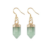 Natural Gemstone Hexagonal Prism Dangle Earrings For Women Girl Healing Chakra Crystal Bullet Point Drop Earrings Daily Wear #SPE2057