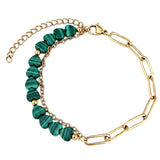 6MM Heart Shape Gemstone Paperclip Chain Bracelet Gold Stainless Steel Adjustable Dainty Stackable Women Jewelry #SB3164