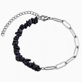 Healing Crystal Chips Stone Paperclip Link Bracelet Dainty Layering Handmade Bracelet Multiple Stone Options #SB3165