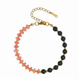 6MM Heishi Disc Spacer Round Bead Matte Onyx Gemstone Bracelet Gold Chain Adjustable #SB3145
