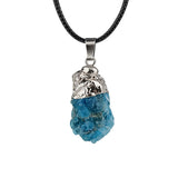 Healing Chakra Crystal Necklace for Women Men  Silver Cap  Irregular Rough Tumbled Stone Pendant Jewelry