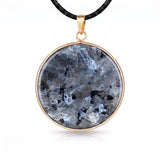 Handcrafted 30mm Natural Gemstone Pendant Necklace 45cm Black Cord | Gold Bezel Healing Crystal Jewelry #SN2060