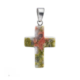 Natural Gemstone Cross Pendants 18x25mm Healing Crystal Stone Charms Handcrafted Spiritual Reiki Energy Protection