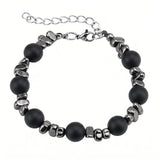 10MM Natural Gemstone & Hematite Adjustable Bracelet with Extension Chain - Unisex Healing Crystal Jewelry Gift for Men Women #SB3153