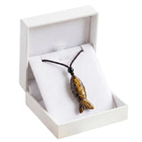 Hand Carved Gemstone Fish Necklace Boho Crystal Pendant Healing Crystal Jewelry for Her/Him Adjustable Gift Box