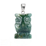 25mm Craved Owl Gemstone Pendant for Making Jewelry Healing Crystal Animal Figurine Gift SP2329