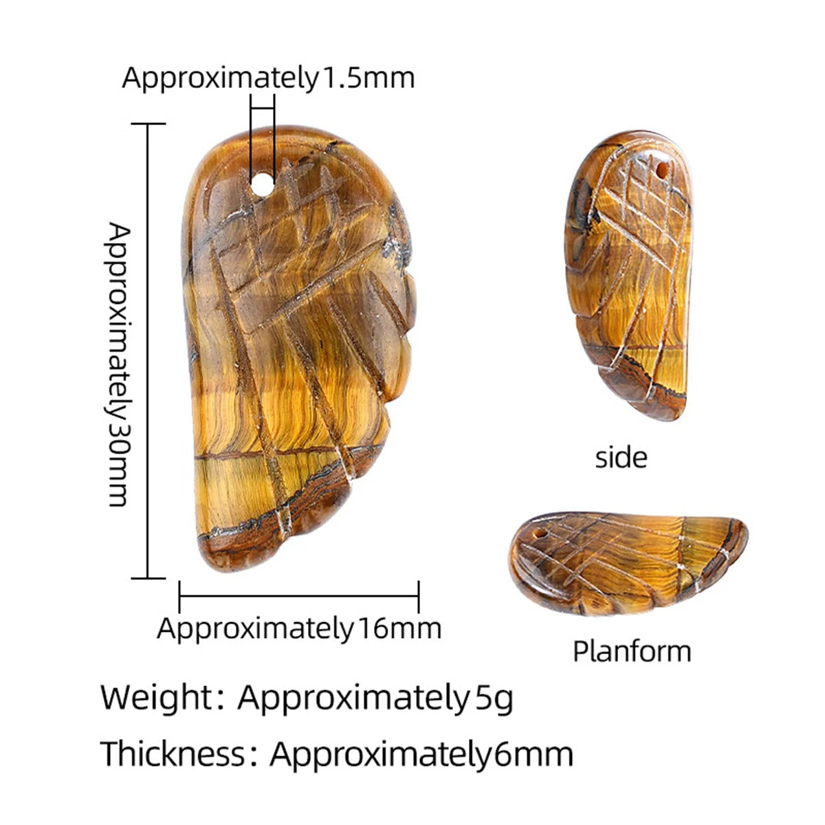 16x30mm Carved Crystal Angel Wing Stone Pendant for DIY Jewelry Making #SP0677