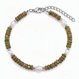 6MM Heishi Disc Stone Bracelet Freshwater Pearl Gold Adjustable Chain Boho Stackable Beaded Jewelry For Women #SB3137