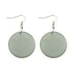 Natural Crystal Flat Round Disc Earrings, Genuine Gemstone Circle Coin Dangle Earrings, Minimalist Boho Healing Chakra Drop Jewelry Gift for Women