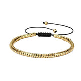 4MM Hematite Flat Tube Bead Braided Bracelet Adjustable Macrame Sliding Knot Bracelet Multi Color Hematite Beads Woven Bracelet