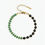 6MM Heishi Disc Spacer Round Bead Matte Onyx Gemstone Bracelet Gold Chain Adjustable #SB3145