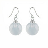 Women Gemstone Balls Drop Earring Healing Chakra Crystal 10MM Beads Dangle Earrings