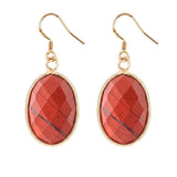 Natural Gemstone Faceted Oval Gold Bezel Fish Hook Dangle Earrings Gold Plated Crystal Drop Earrings Women Jewelry Gift
