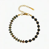 6MM Heishi Disc Spacer Round Bead Matte Onyx Gemstone Bracelet Gold Chain Adjustable #SB3145