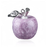Hand-Carved 20MM Natural Gemstone Apple Keychain with 7-Chakra Beaded Chain Healing Chakra Crystal Charms Key Chains