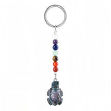 Healing Energy 7 Chakra Natural Crystal Turtle Keychain  Handcrafted Gemstone Bag Charm KC2311