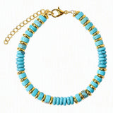 Natural Stone 6mm Disc Bead Gold Plated Bracelet Adjustable Chain Heishi Wheel Bead Gemstone Bracelet for Women #SB3142