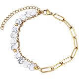 6MM Heart Shape Gemstone Paperclip Chain Bracelet Gold Stainless Steel Adjustable Dainty Stackable Women Jewelry #SB3164