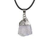 Healing Chakra Crystal Necklace for Women Men  Silver Cap  Irregular Rough Tumbled Stone Pendant Jewelry