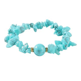 Handmade Natural Irregular Chip Stone Bracelet Elastic 12MM Round Gemstone Bead for Women #SB3160