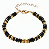 Natural Heishi Disc Stone Bead Bracelet Gold Spacer Beads Adjustable Chain Healing Gemstone Handmade Jewelry For Women #SB3139