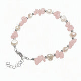 Natural Freshwater Pearl & Stone Bracelet Irregular Gemstone Chip Bead Silver Plated Adjustable Chain Bracelet for Women Gift