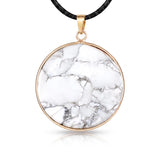 Handcrafted 30mm Natural Gemstone Pendant Necklace 45cm Black Cord | Gold Bezel Healing Crystal Jewelry #SN2060