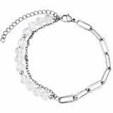 6MM Heart Shape Gemstone Paperclip Chain Bracelet Stainless Steel Adjustable Dainty Stackable Women Jewelry #SB3164