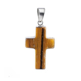 Natural Gemstone Cross Pendants 18x25mm Healing Crystal Stone Charms Handcrafted Spiritual Reiki Energy Protection