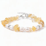 Handmade Healing Crystal Chip Bracelet Freshwater Pearl Beads Silver Extension Chain Women Fashion Stackable Bracelet #SB3136