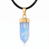 Natural Crystal Hexagonal Bullet Stone Necklace Mini Point Pendant Gold Color Chain Jewelry Women Healing Chakra Choker