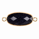 Faceted Oval Gemstone Connector Charms with Double Loops for Jewelry Making DIY Bracelet Necklace #SP2052