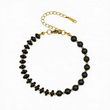 6MM Heishi Disc Spacer Round Bead Matte Onyx Gemstone Bracelet Gold Chain Adjustable #SB3145