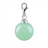 10MM Gemstone Round Ball Pendant Bag Charms for DIY Making Jewelry Silver Lobster Clasp Crystal Sphere Healing Chakra