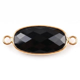Faceted Oval Gemstone Connector Charms with Double Loops for Jewelry Making DIY Bracelet Necklace #SP2052