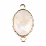 13x18mm Faceted Oval Gemstone Connectors Charms with Double Loops for DIY Jewelry Making #SP2053