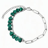 6MM Heart Shape Gemstone Paperclip Chain Bracelet Stainless Steel Adjustable Dainty Stackable Women Jewelry #SB3164