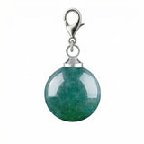 10MM Gemstone Round Ball Pendant Bag Charms for DIY Making Jewelry Silver Lobster Clasp Crystal Sphere Healing Chakra