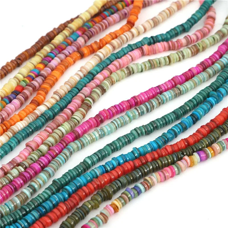 8mm Dyed Shell Spacer Beads 180Pcs Per Strand Multi‑Color Flat Round DiscHeishi Loose Beads for Jewelry Making DIY Accessories