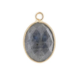 Faceted Natural Gemstone Pendant Gold Bezel Wrapped Oval Stone Charms 21x13mm for DIY Necklace Jewelry Making