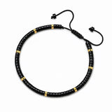 4MM Natural Stone Heishi Disc Braided Bracelet, Gold Spacer Bead Adjustable Woven Boho Stackable Bracelet for Women #SB3151