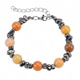 10MM Natural Gemstone & Hematite Adjustable Bracelet with Extension Chain - Unisex Healing Crystal Jewelry Gift for Men Women #SB3153
