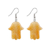 Hamsa Hand Natural Crystal Dangle Earrings Lucky Evil Eye Drop Earrings Spiritual Healing Jewelry For Women Daily Wear PE0671